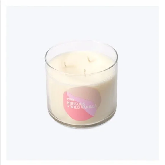 Victoria's Secret Candle Triple Wick Jar PINK Hibiscus + Wild Vanilla  HIBISCUS