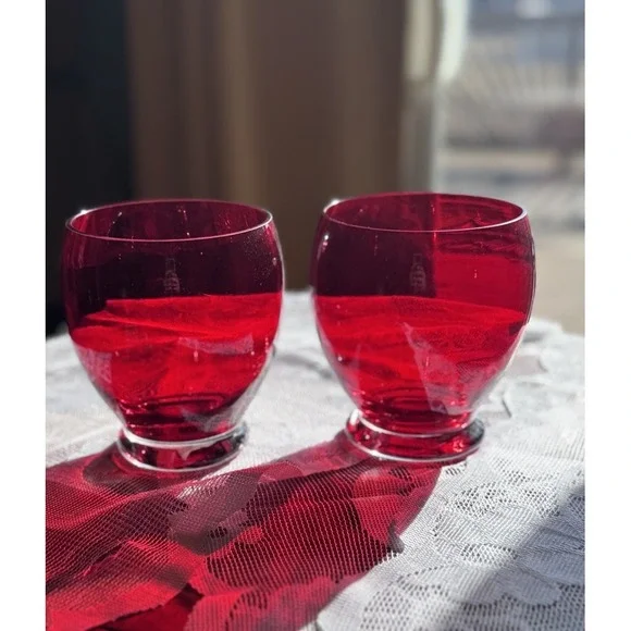 Set Of 2 Celebrations Red‎ Candle Holders Vases by Crystal Clear Industries