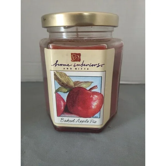 Vintage Home Interiors Baked Apple Pie Candle New Octagon Jar 2000 Y2K