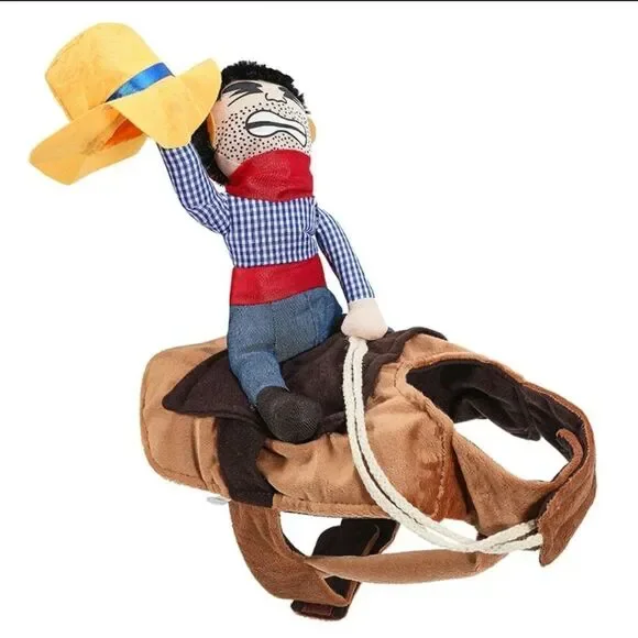 Cowboy Rider Dog Costume for Dogs Clothes Knight Style with Doll and Hat Medium