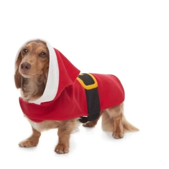 Pet Jammies For Your Families Dog Santa Suit Microfleece Bodysuit Size Small