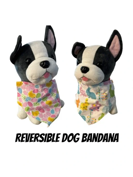 🟣 4/$15 Colorful Easter Egg Dog Bandana NEW reversible slips over a collar