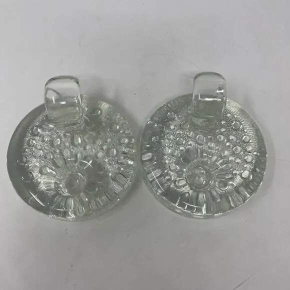 2) VTG Svend Jensen Danish Bubble Glass Votive Candle Holders