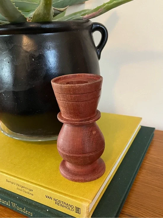 Short Wooden Candle Stick Holder