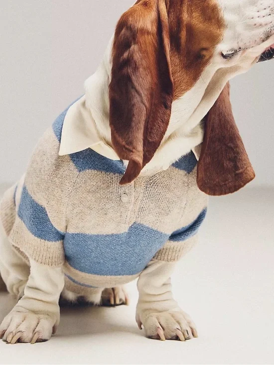 Furb By Anthropologie Striped Rugby Pet Sweater Sz L M