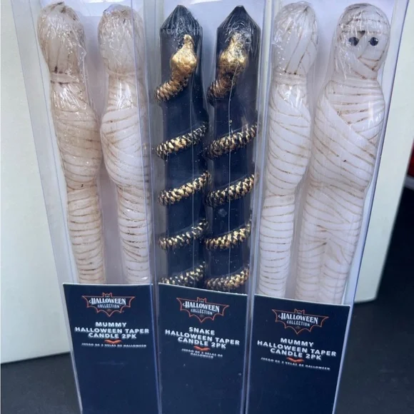 Kirkton House Halloween Mummy and Snake Taper Candle Set
