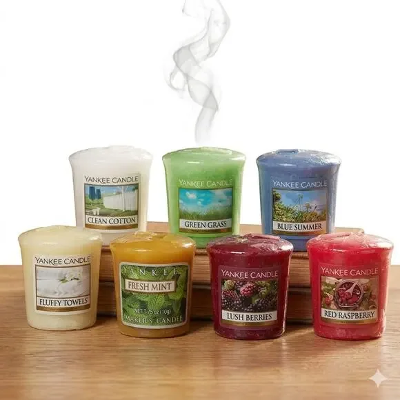 Lot of 7 Vintage Yankee Candle Votives Clean Cotton Laundry Fresh Floral HTF