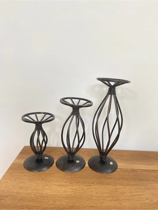 Decorative Iron Candle Holders Set - Black (3 Piece)