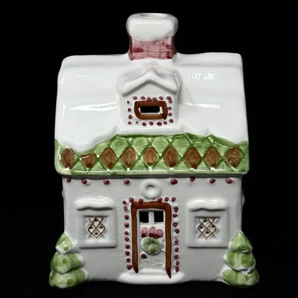Disney Christmas Village Ceramic Cottage Hand Painted Spain Snow House Luminaria