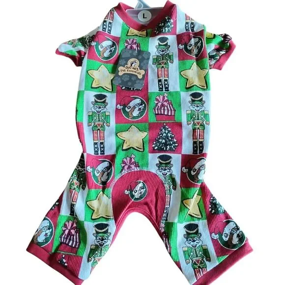 Buc-ee's Christmas Dog Outfit Jumpsuit One Piece Pajamas‎ Waffle Knit Large