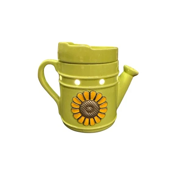 Scentsy Watering Can Wax Warmer OS Green Sunflower Electric Ceramic Decor