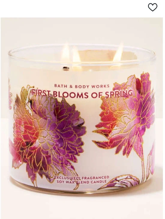 Bath & Body Works Floral 3-Wick Candle - Pink & Purple Gold Accents