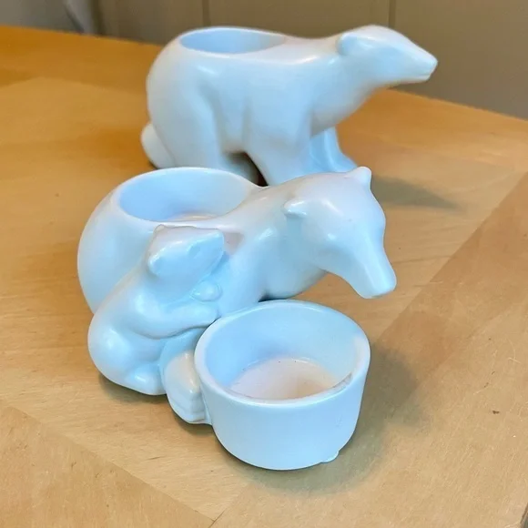 Yankee Candle Polar Bear Family Tea Light & Votive Candle Holders Set of 2