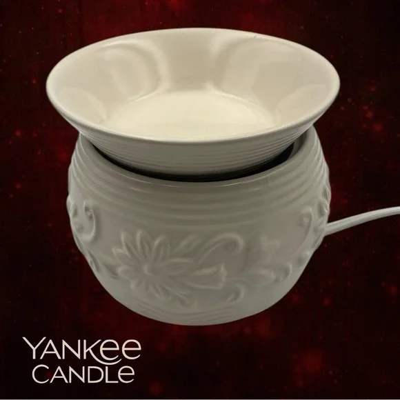 Ivory Yankee Candle Ceramic Wax Warmer, Electric Warming Plate Tart Warmer