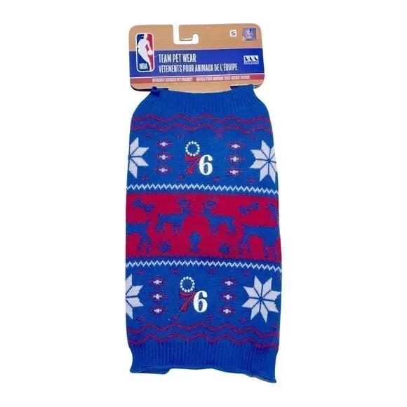 NBA Officially Licensed Philadelphia 76ers Petwear Knit Dog Sweater Small NWT