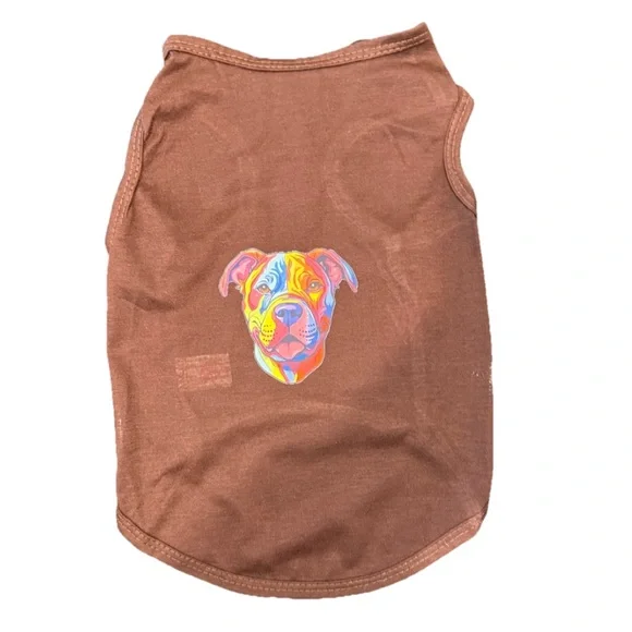 Dog T-Shirt with Graphic Brown Size Medium