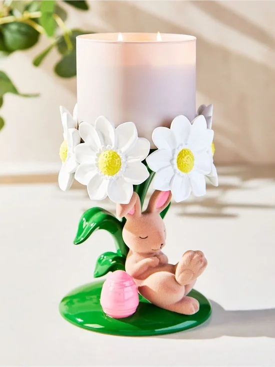 Bath & Body Works Bunny Bouquet Pedestal 3-Wick Candle Holder, NWT
