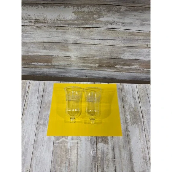 Vintage Clear Glass‎ Etched Peg Candle Holders Winter Sleigh Scene Set of 2
