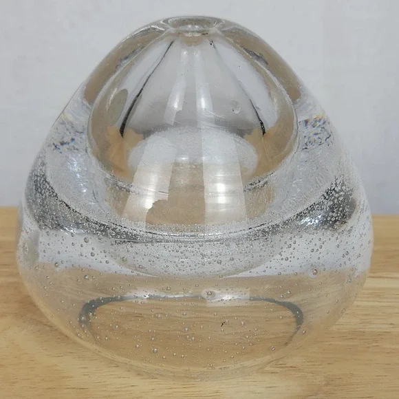 Crystal Clear Polish Mouth Blown Bubble Glass Votive Candle Holder 4