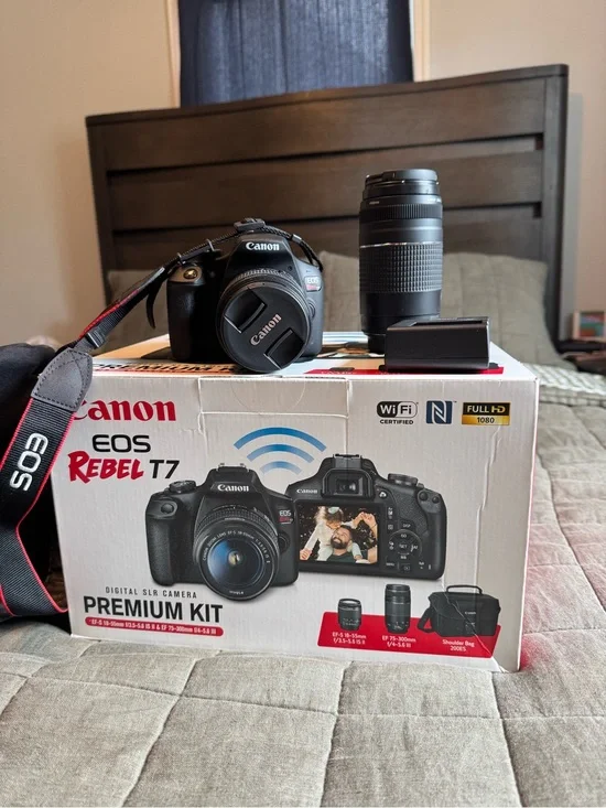 Canon EOS Rebel T7 DSLR Premium Camera Kit in Black