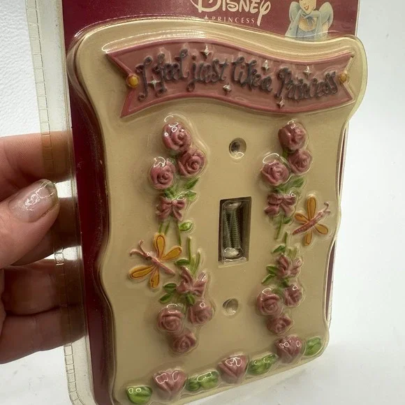 Vintage Disney Princess Light Switch Plate Flowers Butterflies Girly 2006
