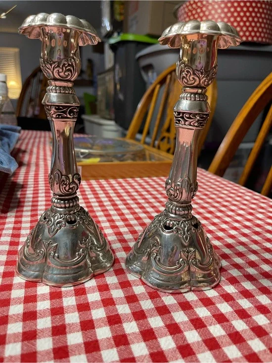 Brighton Silver Ornate Candlestick Pair