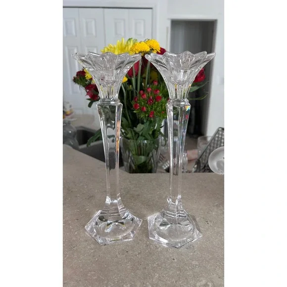 Vintage Mikasa Excelsior Set of‎ 2 Crystal Taper Candle Holders