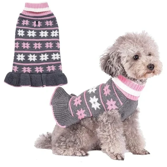 Kyeese Cozy Pink and Gray Dog Sweater