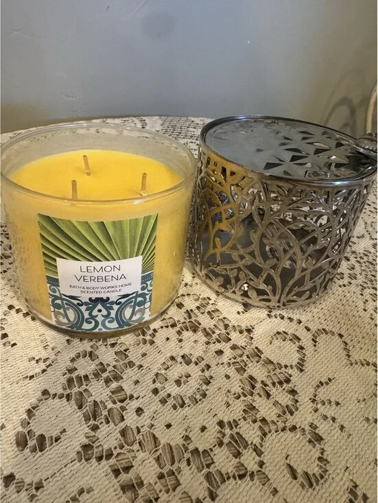 Bath & Body Works Lemon Verbena 3 Wick Jar Candle New