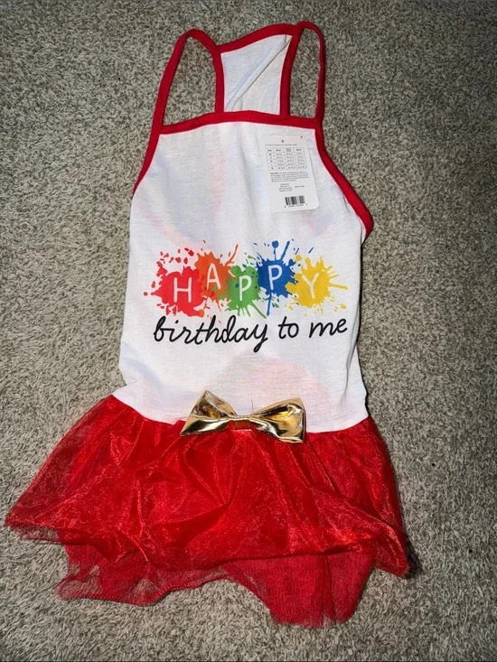 Happy Birthday To Me Red Tulle Dress with Gold Bow