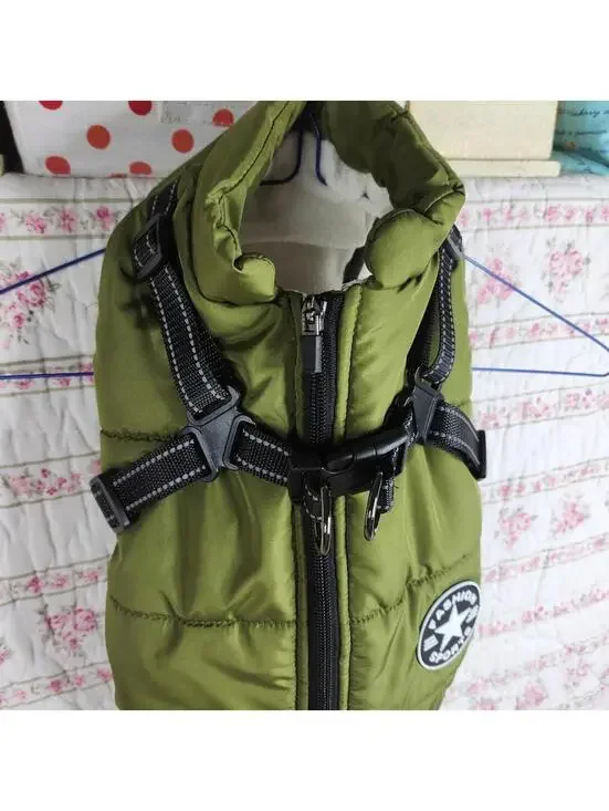 V-PET-B-R Dog Puffer Vest Harness Winter Coat Warm Padded Apparel XL