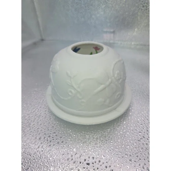 Vin Porcelain Lithophane Tealight Candle Holder– Fairy Light- Dragonfly & Floral