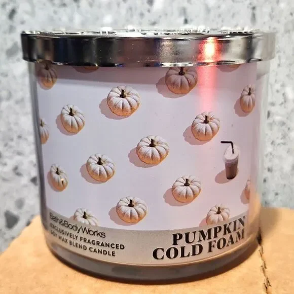 PUMPKIN COLD FOAM 3 WICK CANDLE Members Exclusive BATH & BODY WORKS New