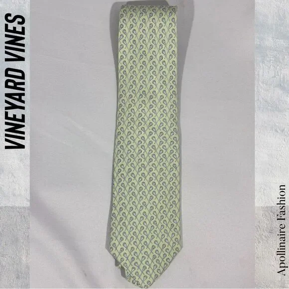 VINEYARD VINES LACROSSE THEME SILK TIE NEW MINT COMBO