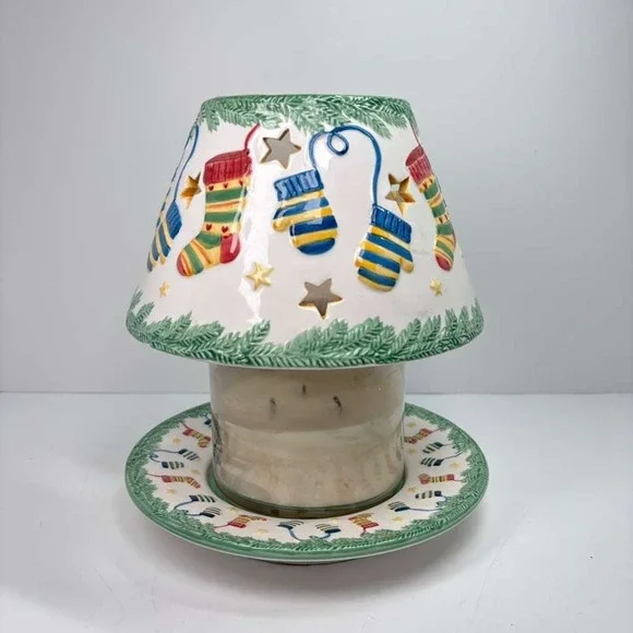 Retired Yankee Candle Christmas Stockings Winter Mittens‎ Stars Votive Warmer 6