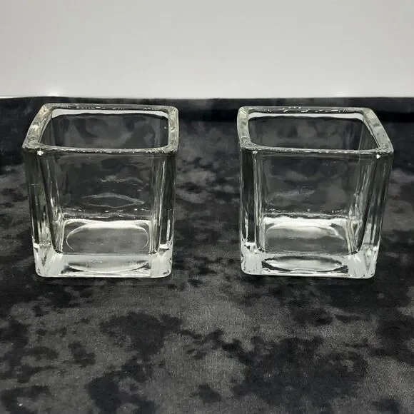 🔮 5/$25‎ Vintage Glass Square Candle/Matchstick Holders