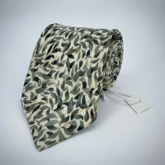 Eton Tie Mens One Size Colorful Leaf‎ Print Wool Classic Necktie Italy Made