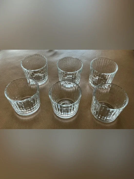 Clear Ribbed Glass Candle Holders - Set of 6