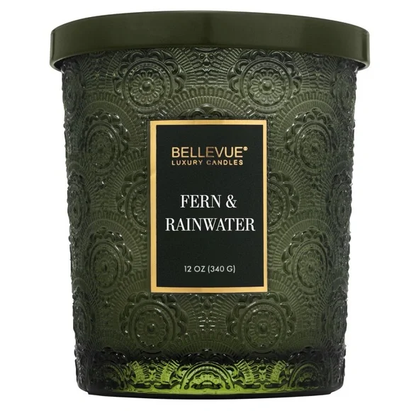Bellevue Double Wick 12 oz Luxury Candle ~ FERN AND RAINWATER ~ New!