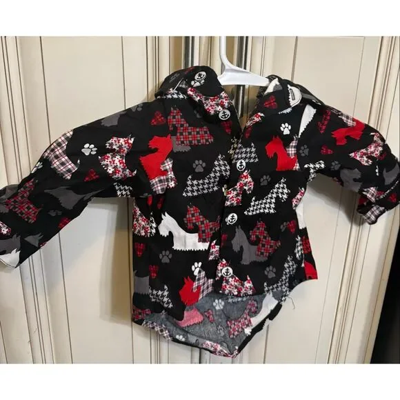 Admiral Frazier Gone To The Dogs Button Down Shirt Red Black Size Medium NWT