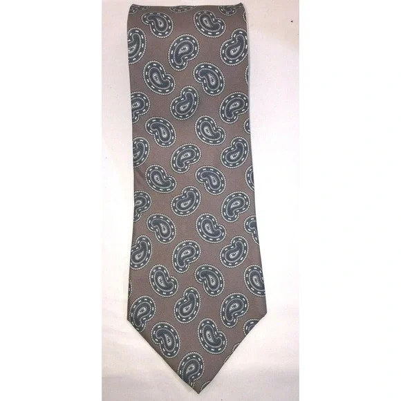 NOS Stafford Brown with All Over Paisley Pattern Silk Neck Tie‎ 58
