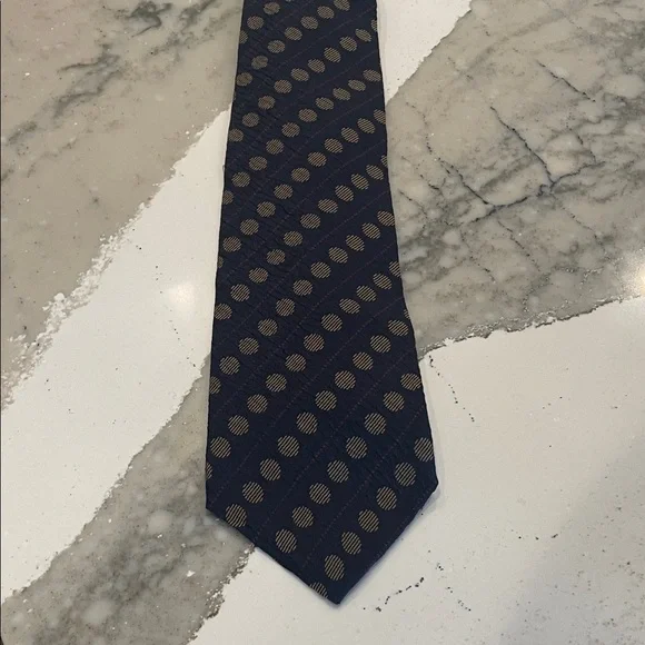 Vintage Calvin Klein Navy Tie with Circle Pattern