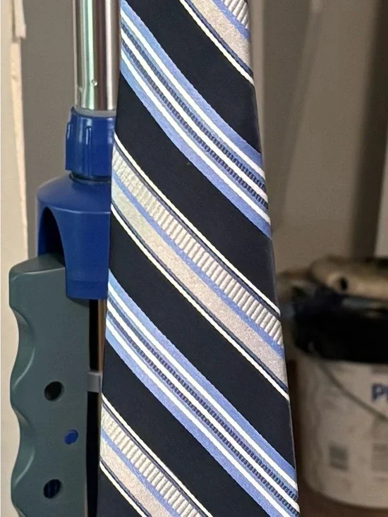 Van Heusen Navy Tie with Light Blue & Silver Diagonal Stripes