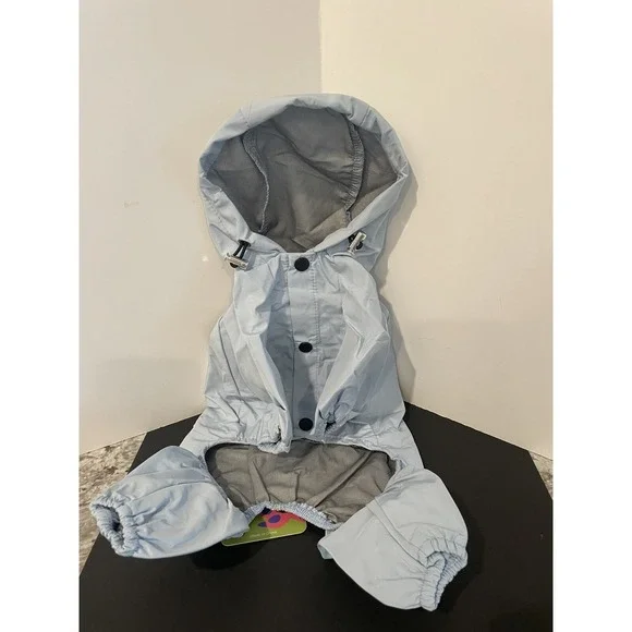 NWT Cheerhunting Reflective Dog Raincoat With Hood Size Small Light Blue