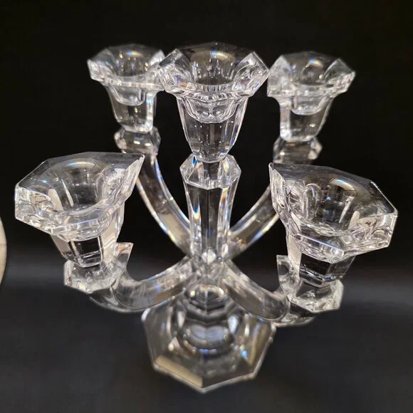 Vtg TOWLE Lead Crystal Austria 5 Arm Candelabra Candle Holder 9.75” Tall