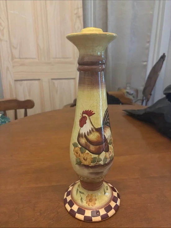 Vintage Ceramic Rooster Taper Candle Holder