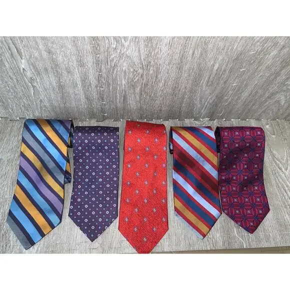 Jos. A. Bank  Men's Silk Striped Necktie‎ Set of 5 Multicolor