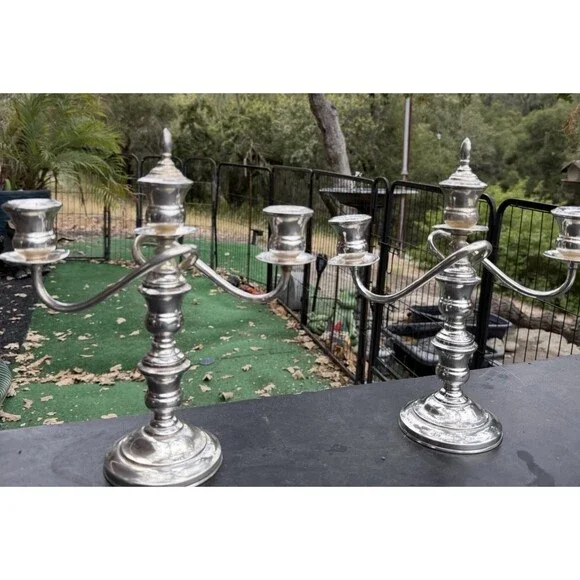 VNTG Gorgeous (2) Pair Sterling .950 Silver Candelabras 10.5”H/9.5”W / ROMO GOTH