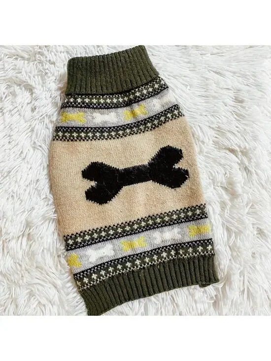 WAG-A-Tude • Dog Bone Print Knit Winter Sweater Costume