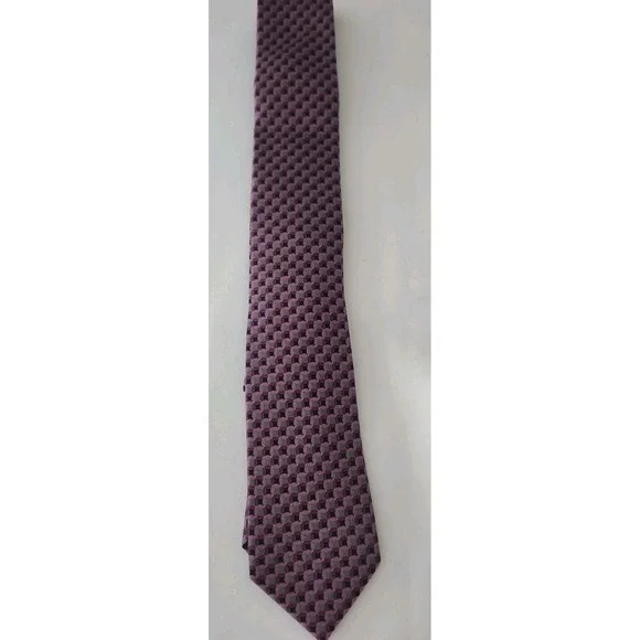 Pronto Uomo 100% Silk Men's Long Necktie Black/ Maroon/pink Geometric Tie Formal